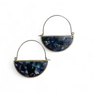 Francesca's Collections Navy and Gold Half-Circle Earrings